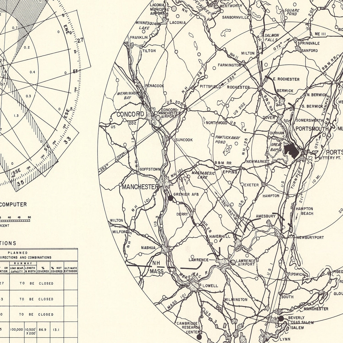 Vintage Map of the Portsmouth Municipal Airport Vicinity, 1951