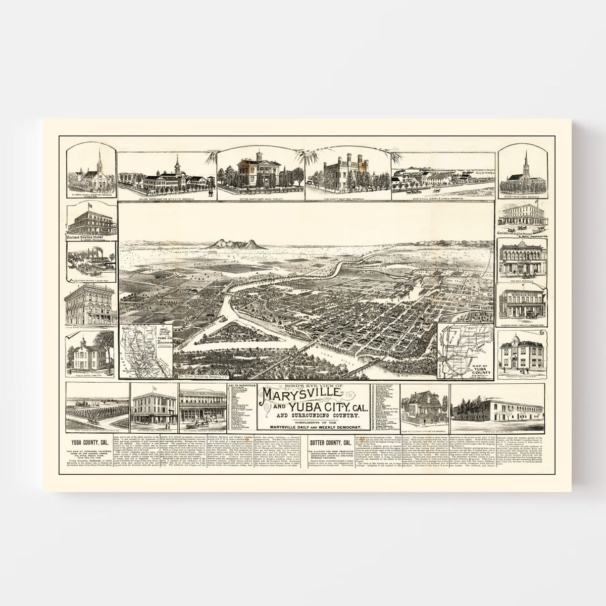 Vintage Map of Yuba, California 1888