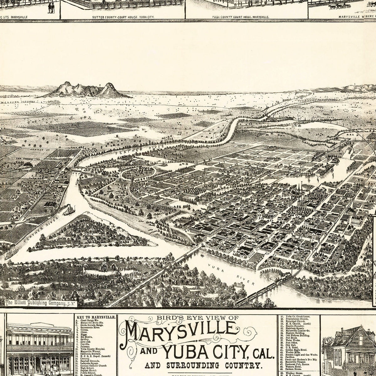 Vintage Map of Yuba, California 1888