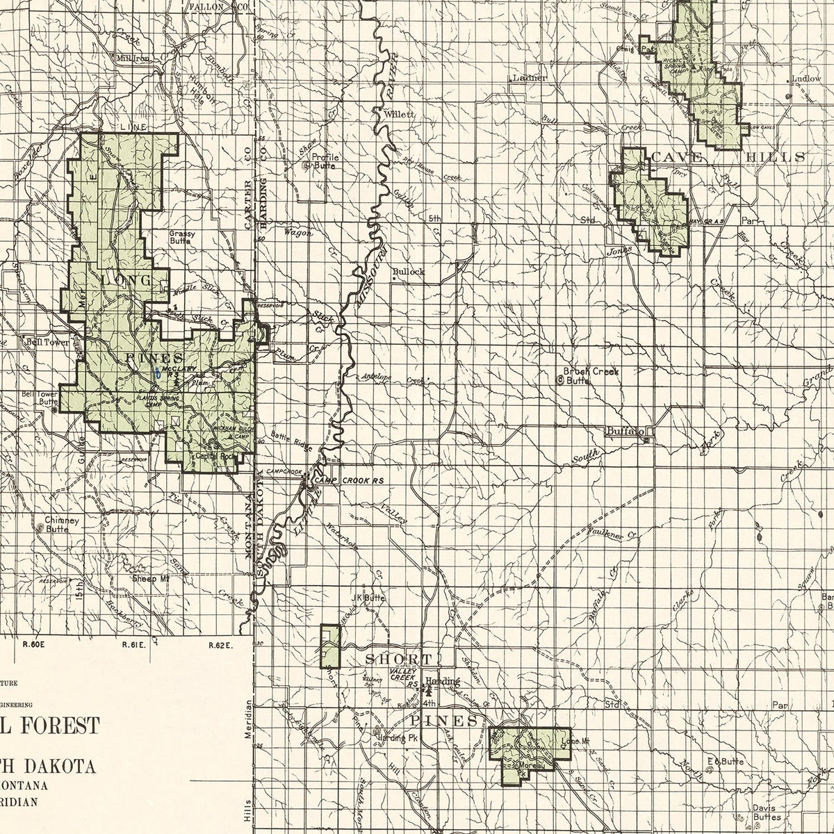 Vintage Custer National Forest Map 1938