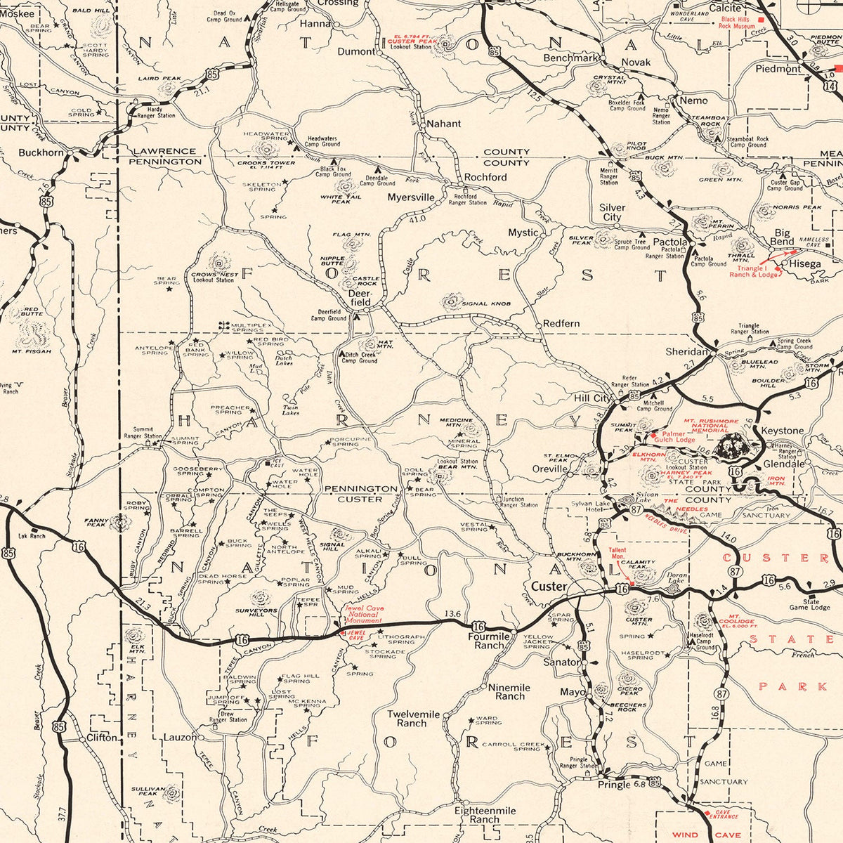 Vintage Black Hills Map 1939