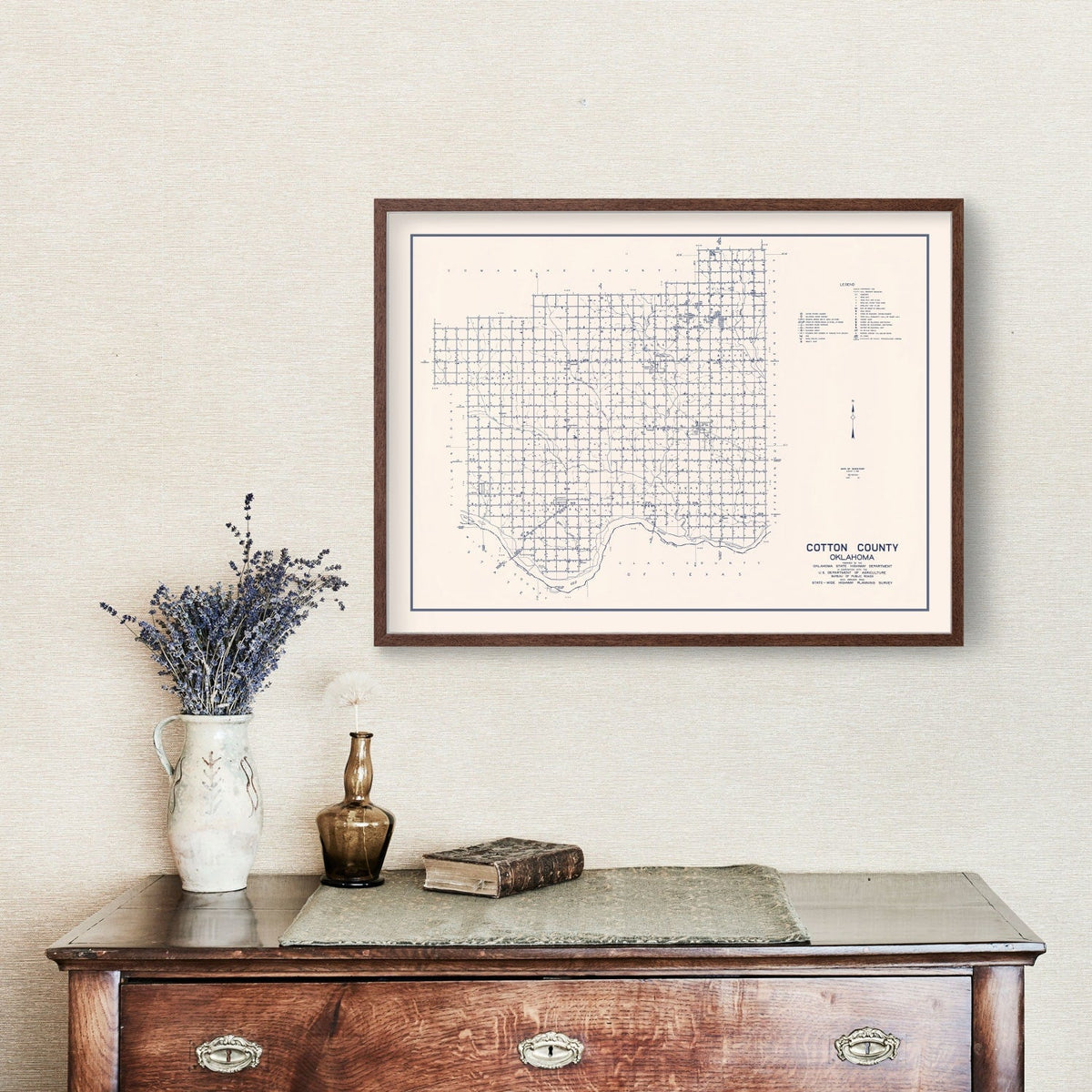 Vintage Map of Cotton County, Oklahoma 1936