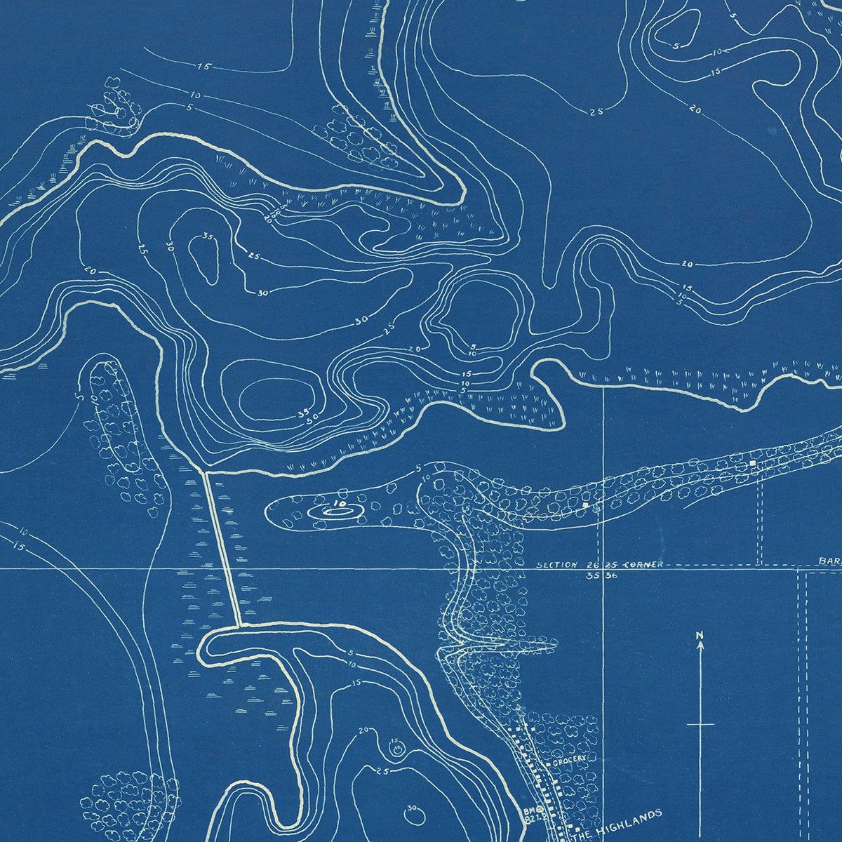 Vintage Big & Little Chapman Lakes, IN Map 1922