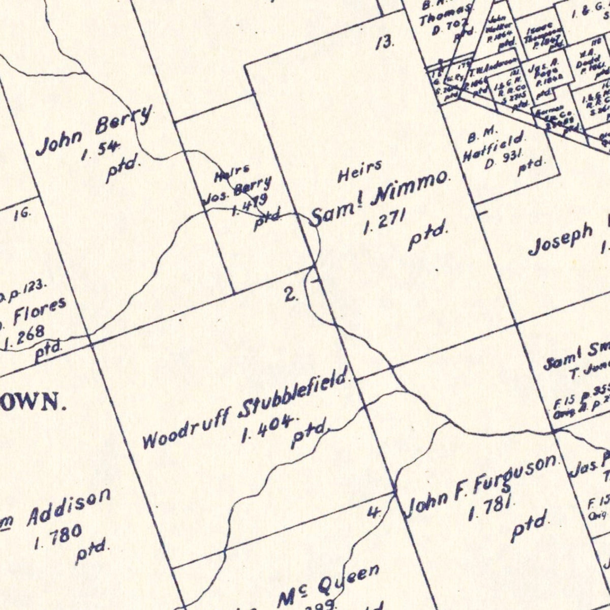 Vintage Map of Williamson County, Texas 1888