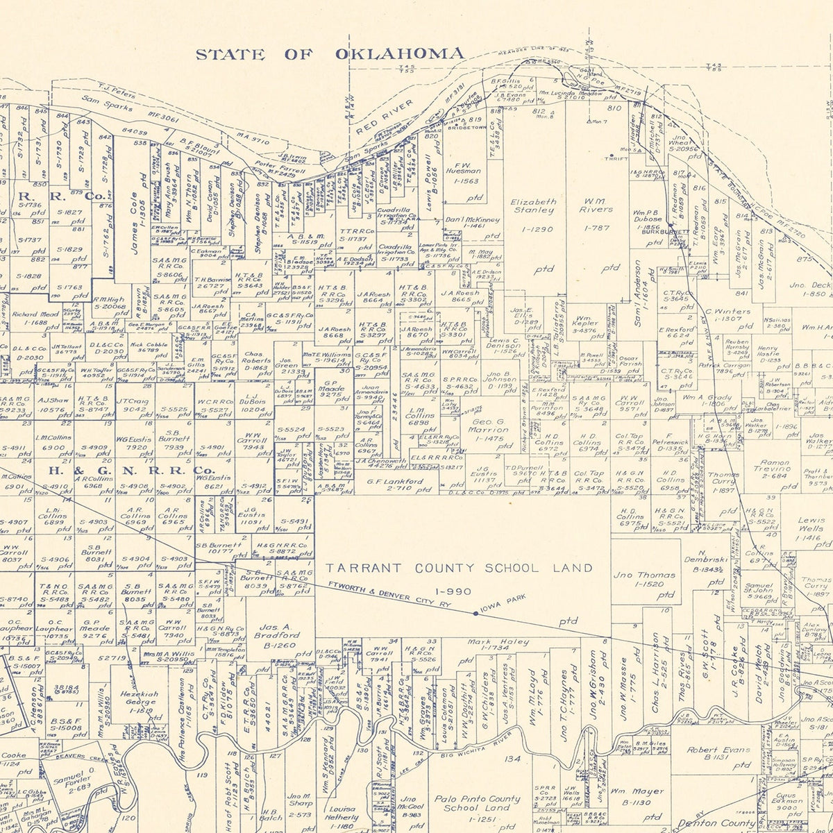 Vintage Map of Wichita County, Texas 1924