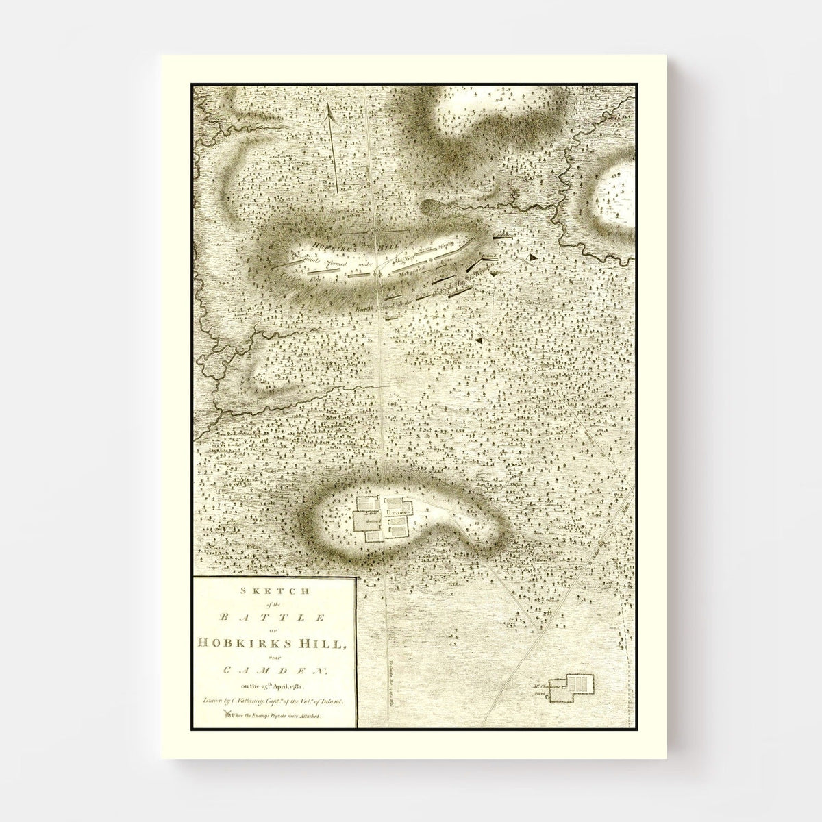Vintage Battle of Hobkirks Hill Map 1794