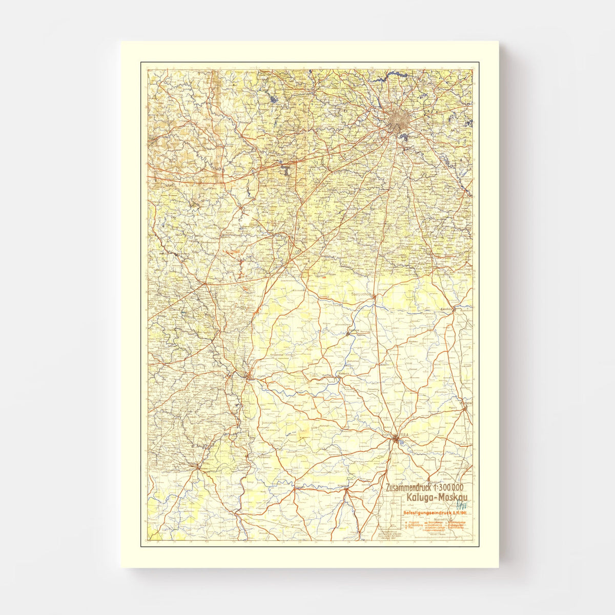 Vintage Battle of Moscow Map 1941