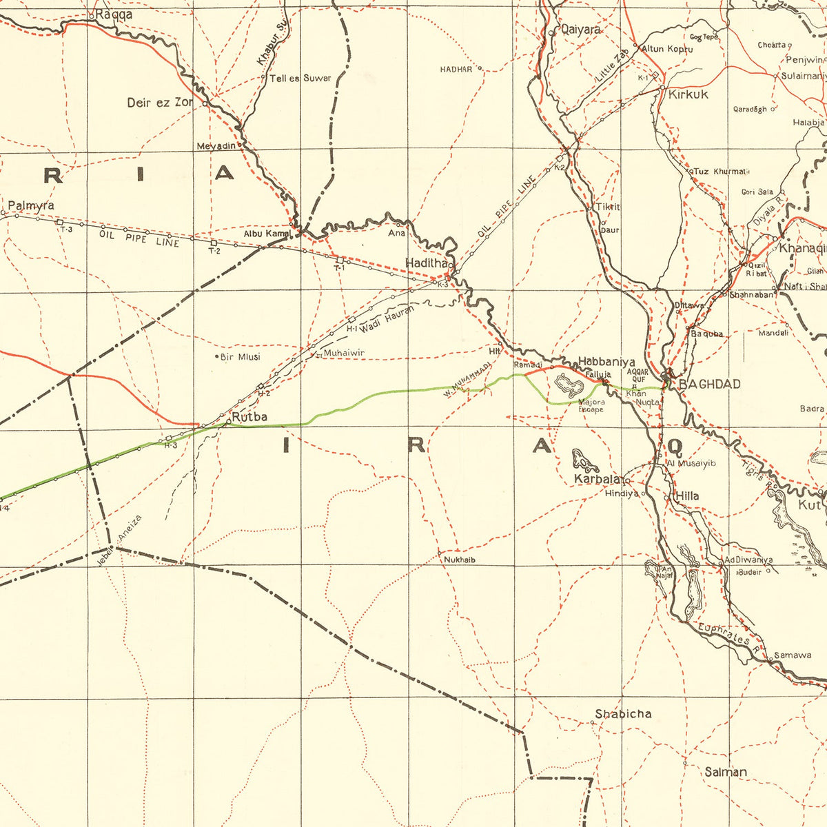 Vintage Baghdad World War II Map 1944