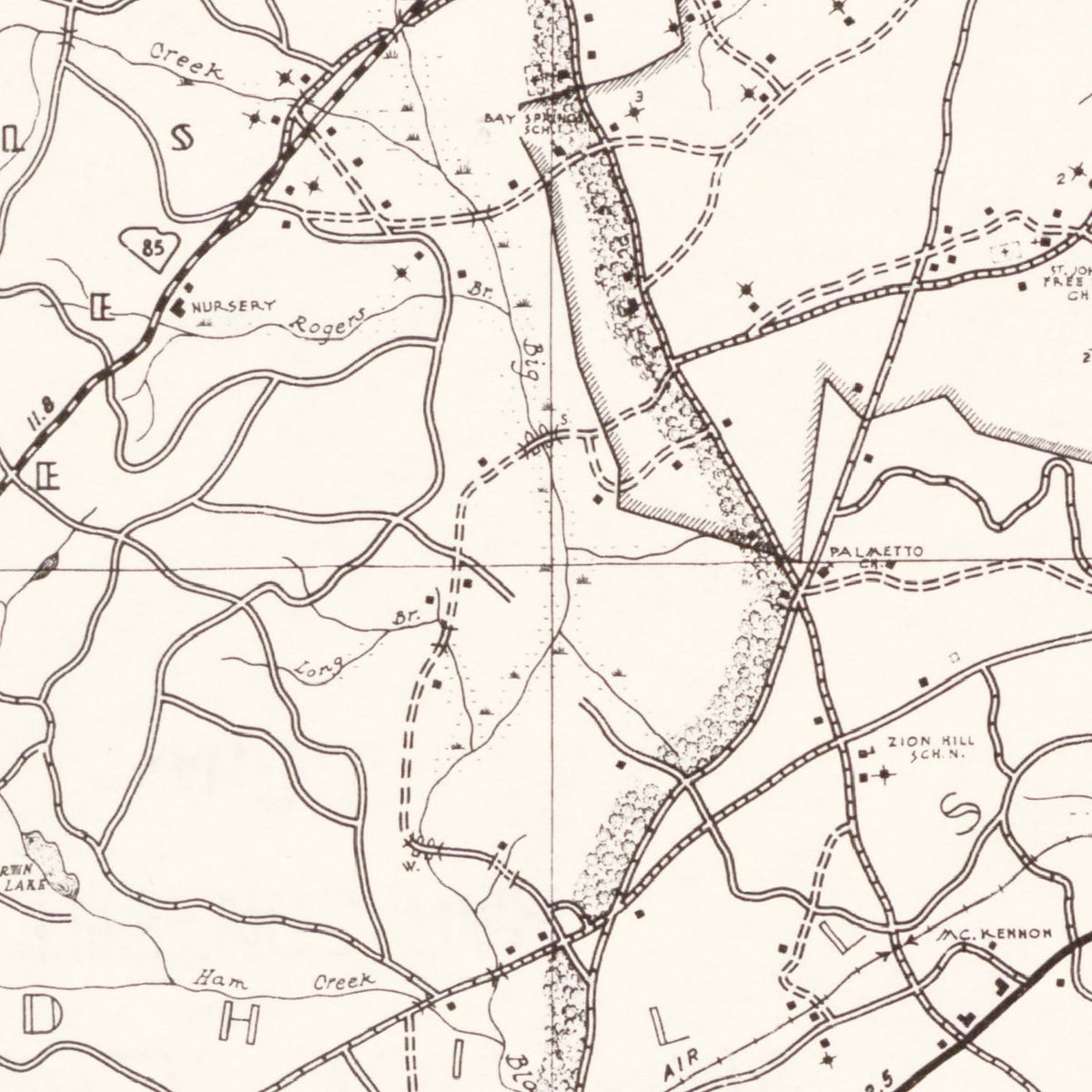 Vintage Map of Chesterfield County, South Carolina 1938