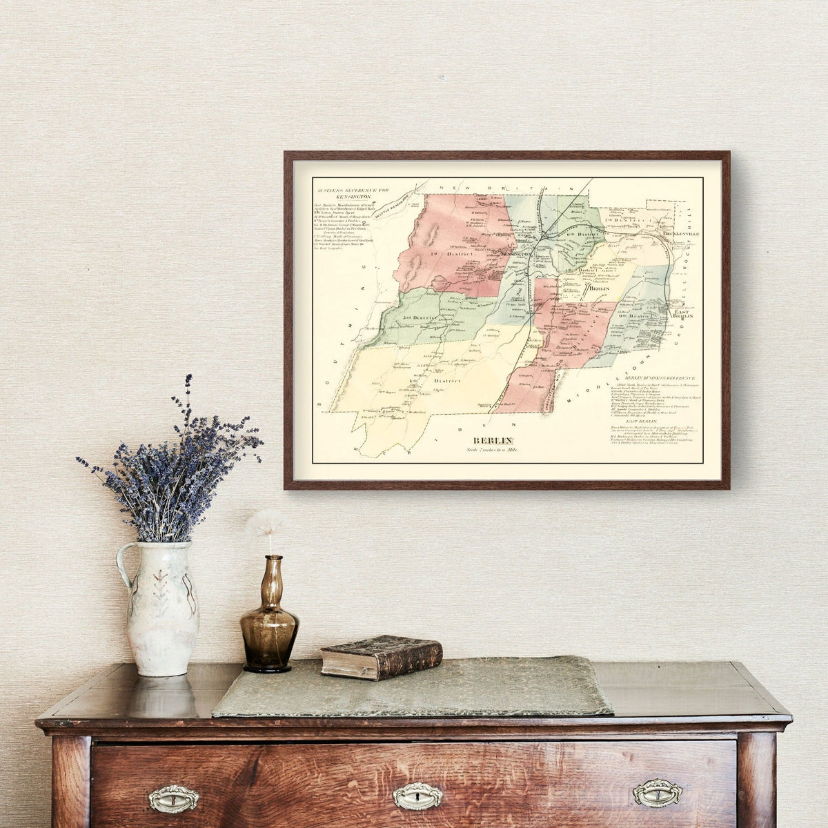 Vintage Map of Berlin, Connecticut 1869