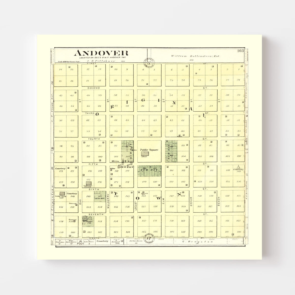 Vintage Map of Andover, Illinois 1893