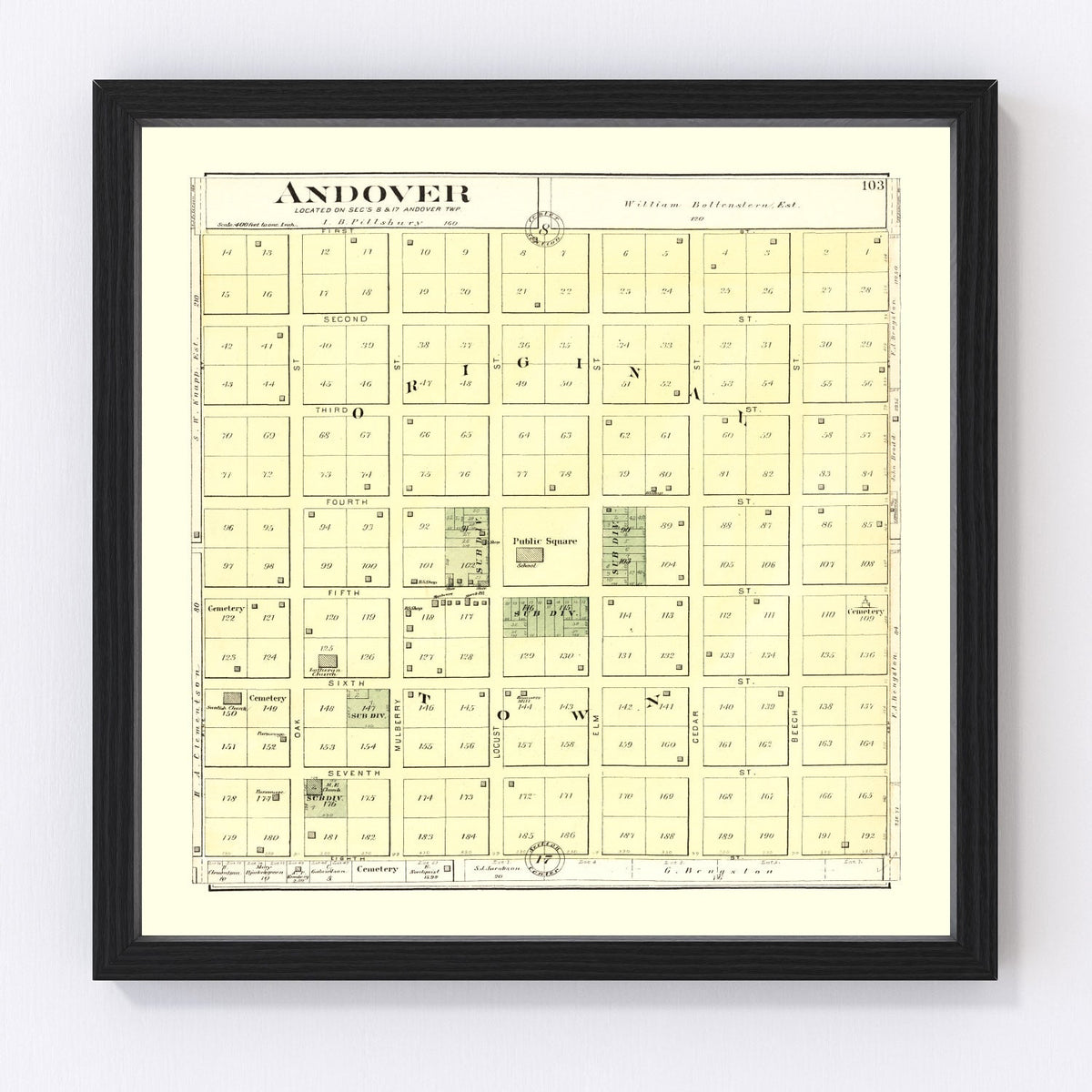 Vintage Map of Andover, Illinois 1893