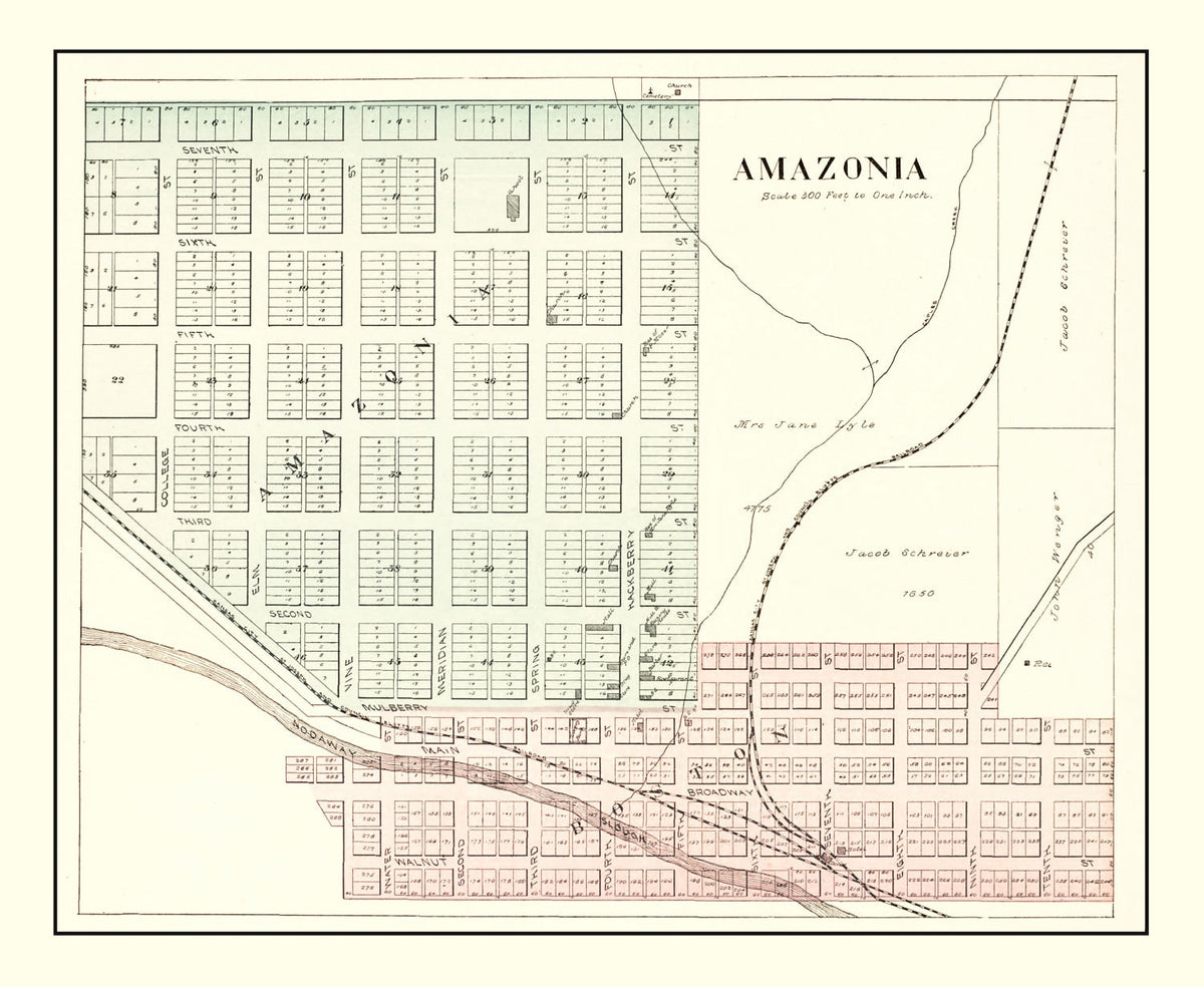 Vintage Map of Amazonia, Missouri 1898