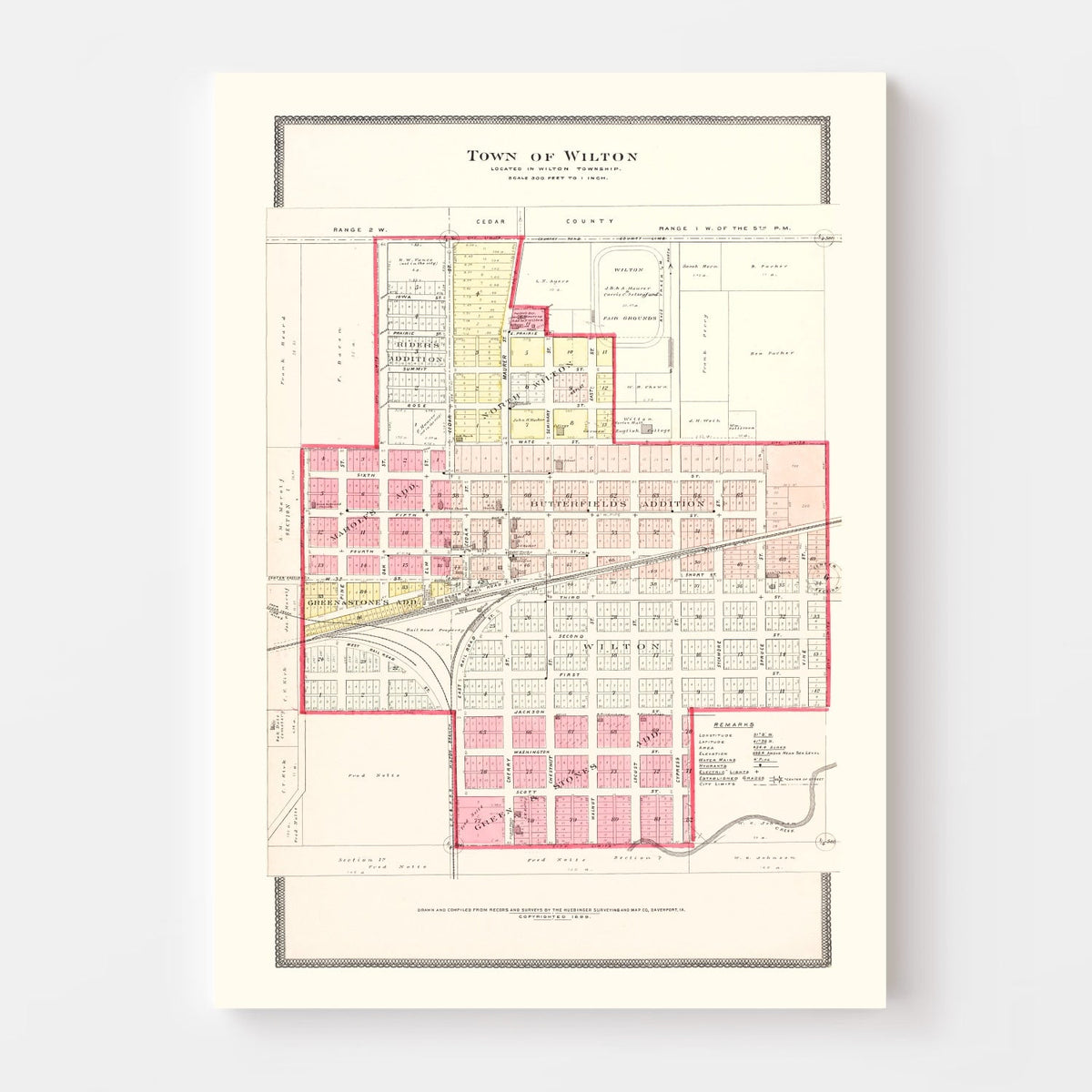 Vintage Map of Wilton, Iowa 1899