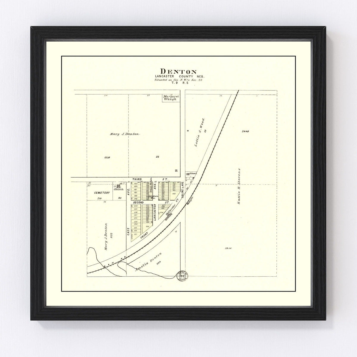 Vintage Map of Denton, Nebraska 1903