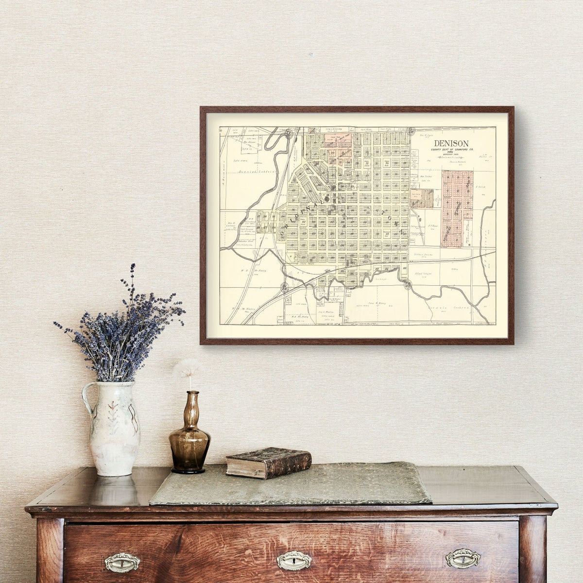 Vintage Map of Denison, Iowa 1908