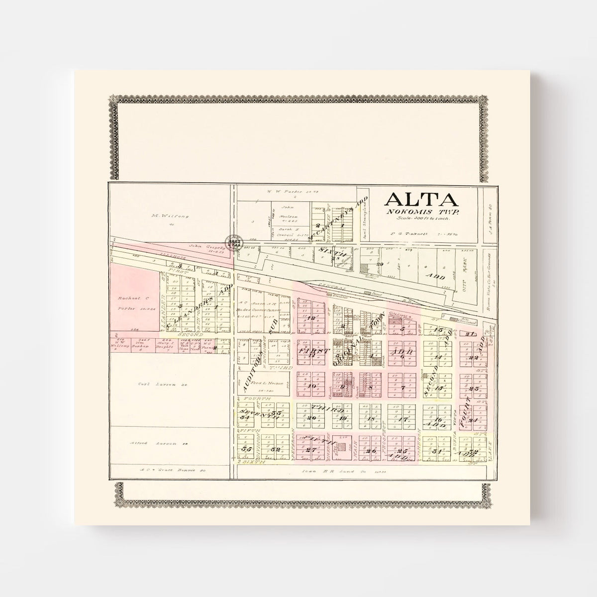 Vintage Map of Alta, Iowa 1908