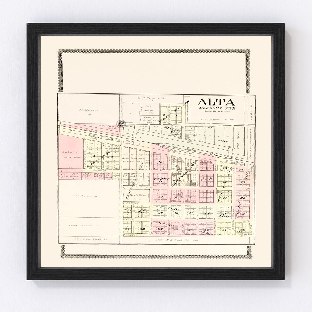 Vintage Map of Alta, Iowa 1908