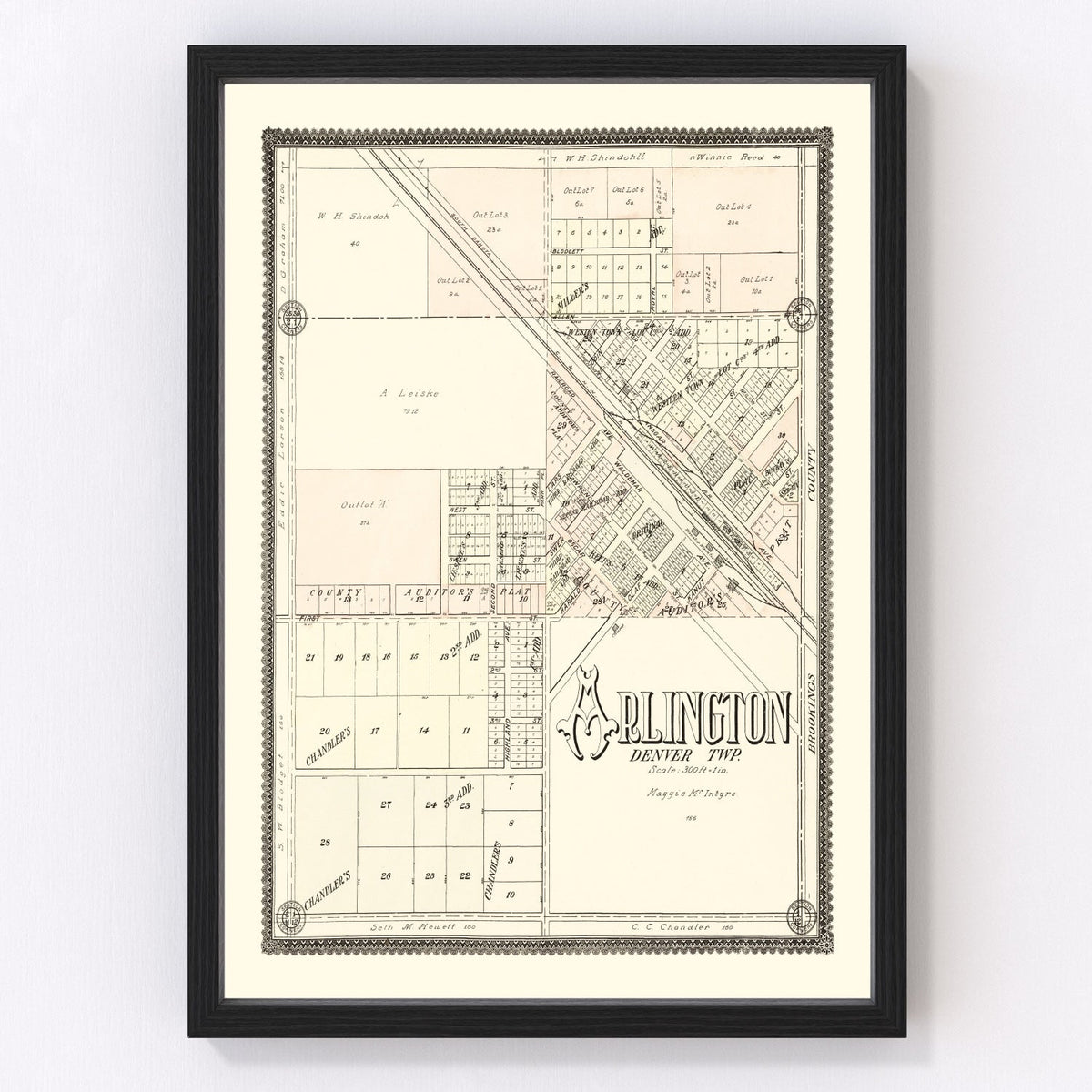 Vintage Map of Arlington, South Dakota 1909