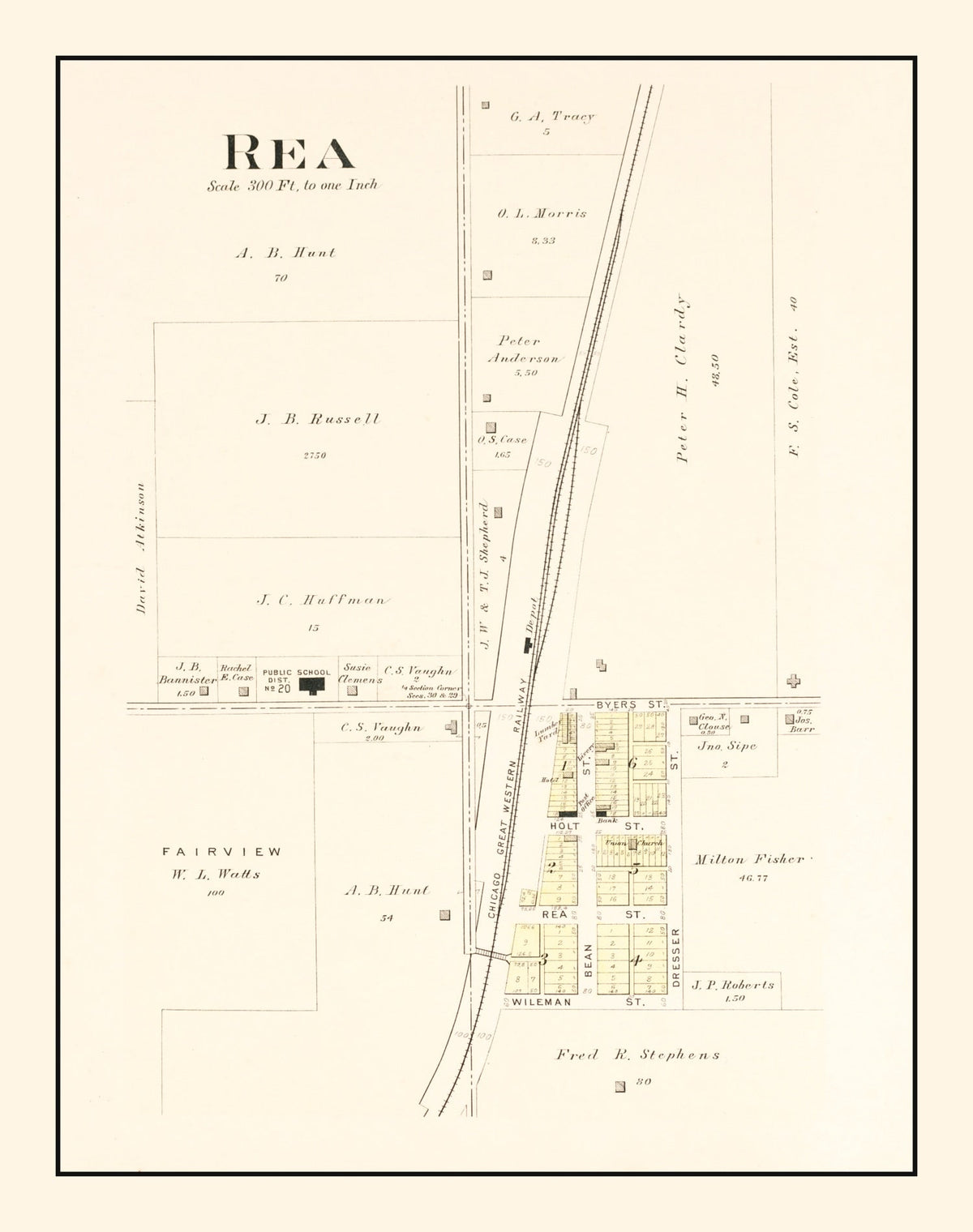 Vintage Map of Rea, Missouri 1909
