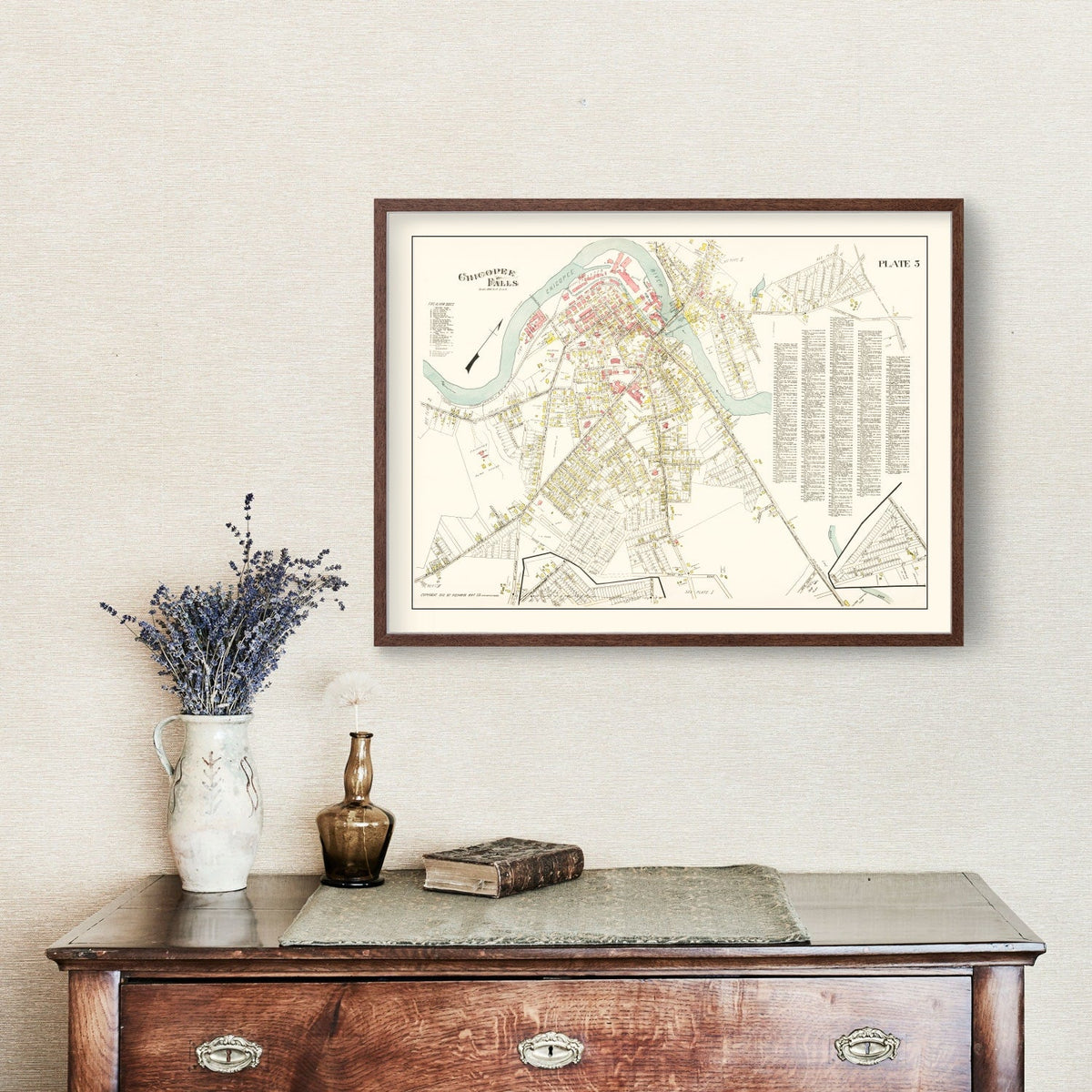 Vintage Map of Chicopee Falls, Massachusetts 1912