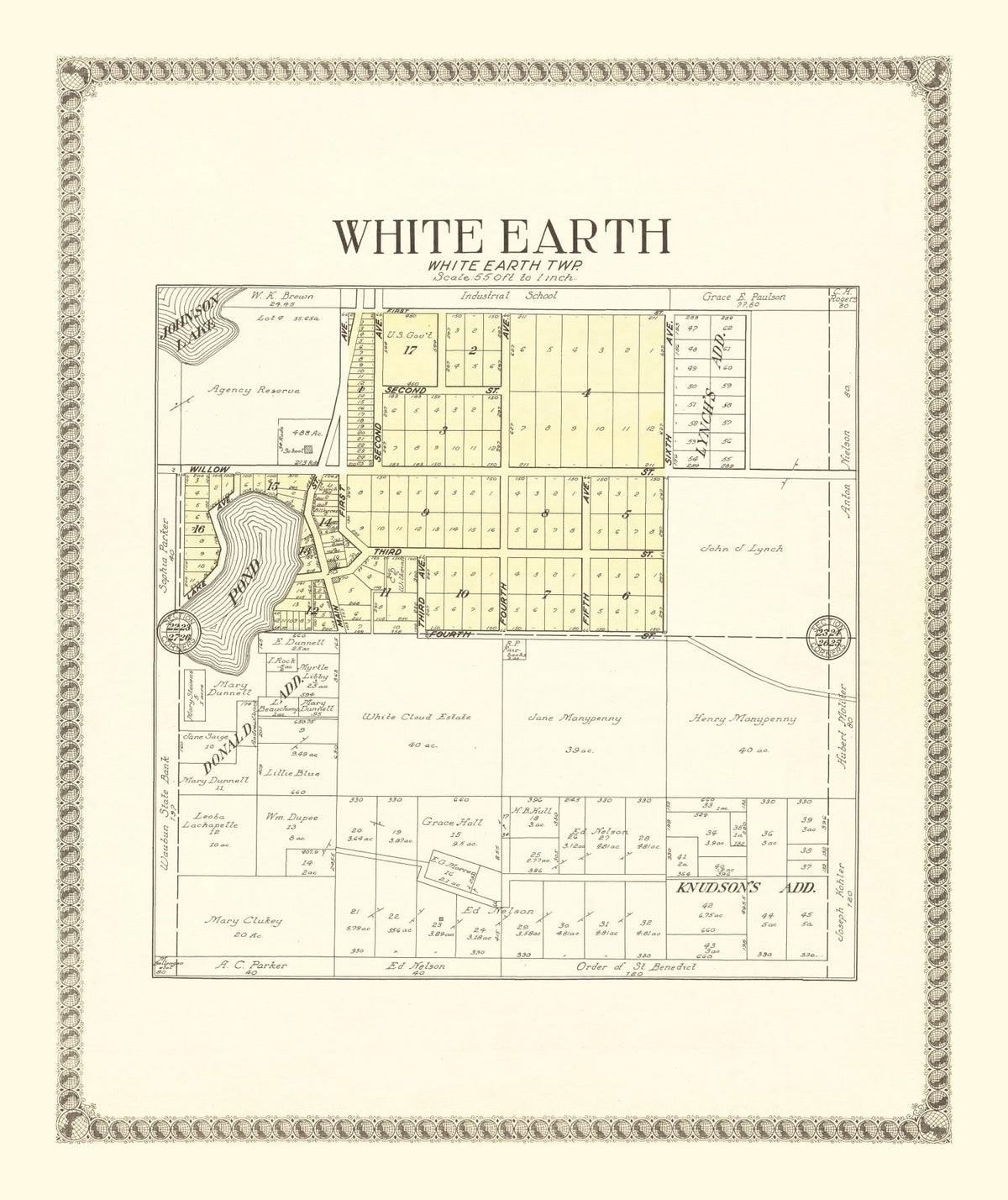 Vintage Map of White Earth, Minnesota 1929