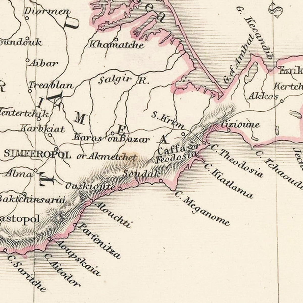 Vintage Black Sea Map 1847