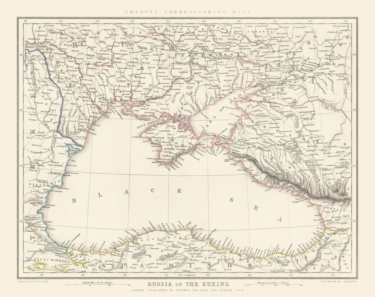 Vintage Black Sea Map 1847