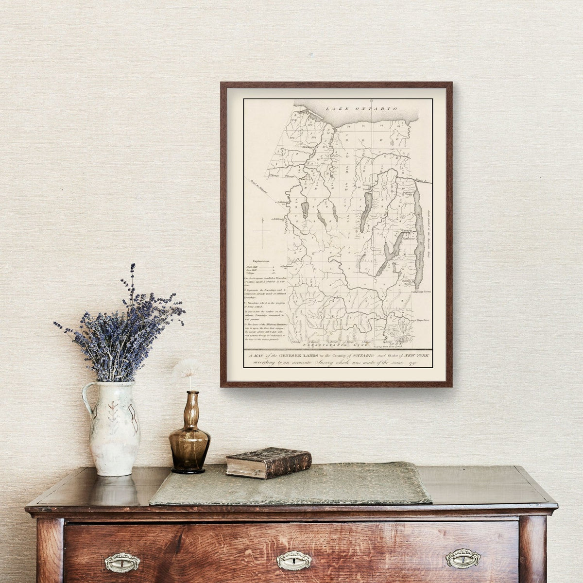 Vintage Finger Lakes Region Map 1849