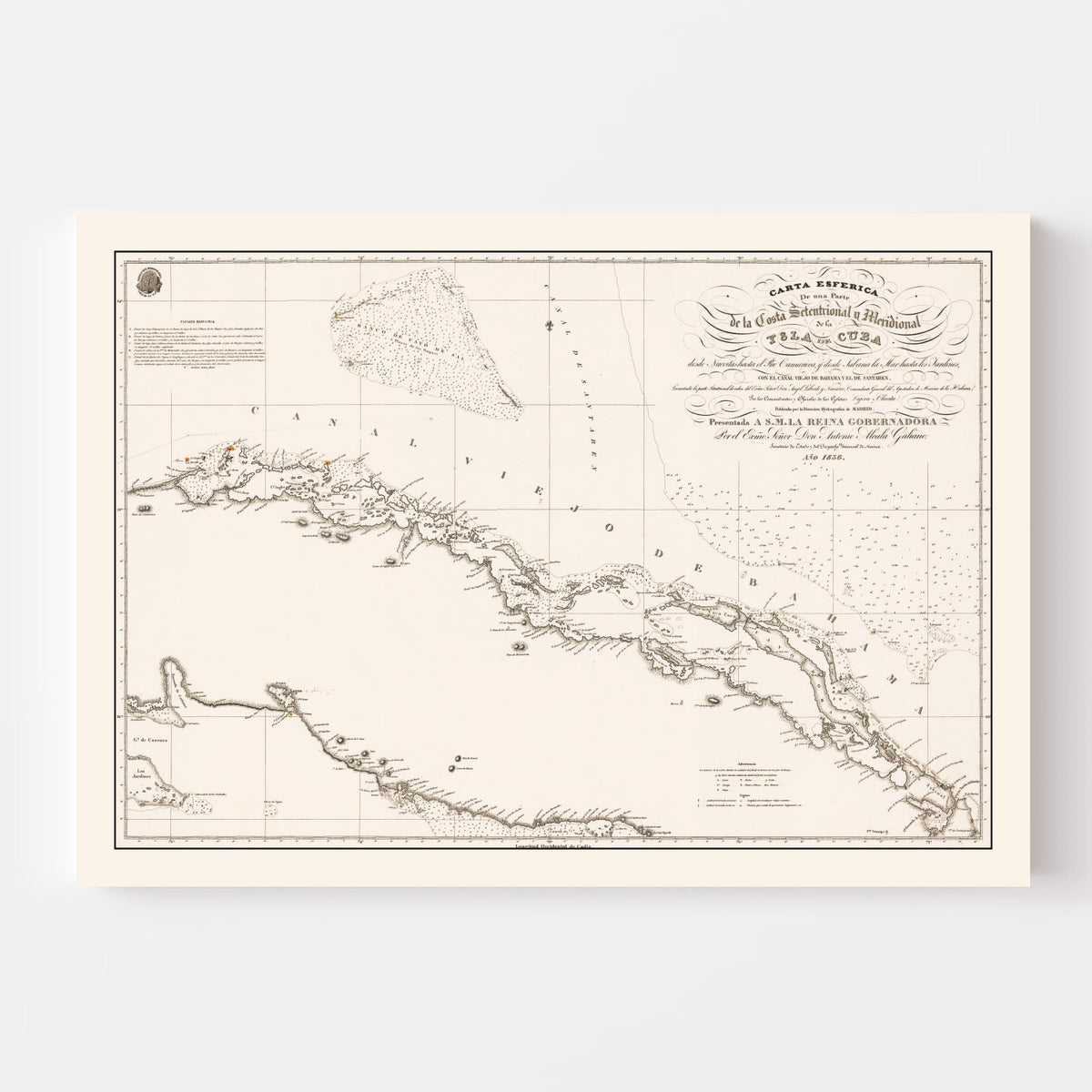 Vintage Map of Cuba 1836