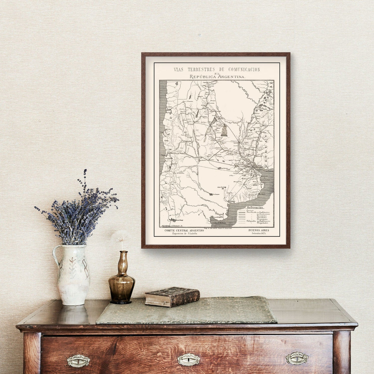 Vintage Map of Argentina 1876