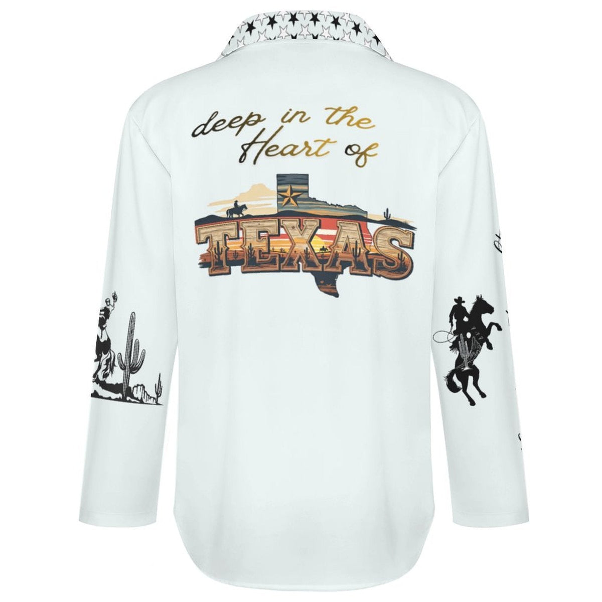 Baha Ranch Deep in the Heart of Texas Graphic Button Up Western Blouse