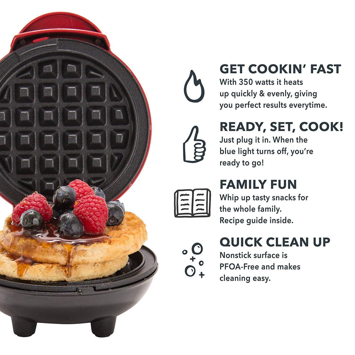 π§ Mini Waffle Maker β 4β Nonstick Personal Waffle Machine
