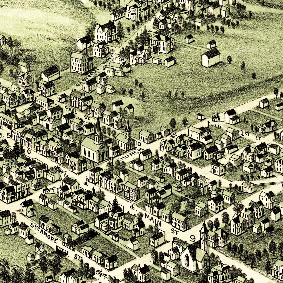 Vintage Map of Woodsfield, Ohio 1899