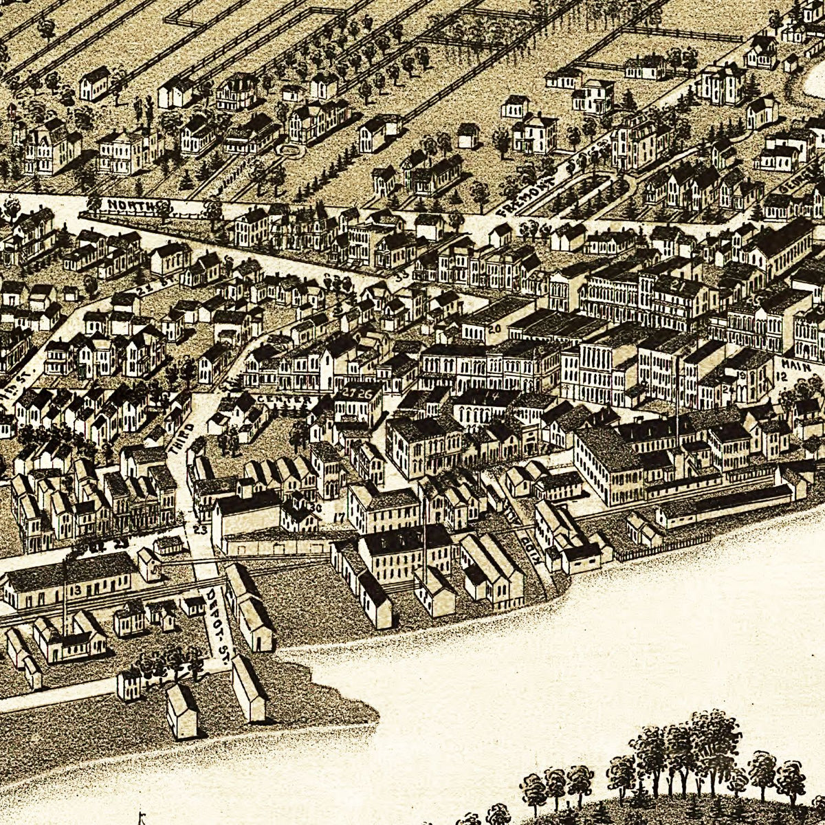 Vintage Map of Whitewater, Wisconsin 1885