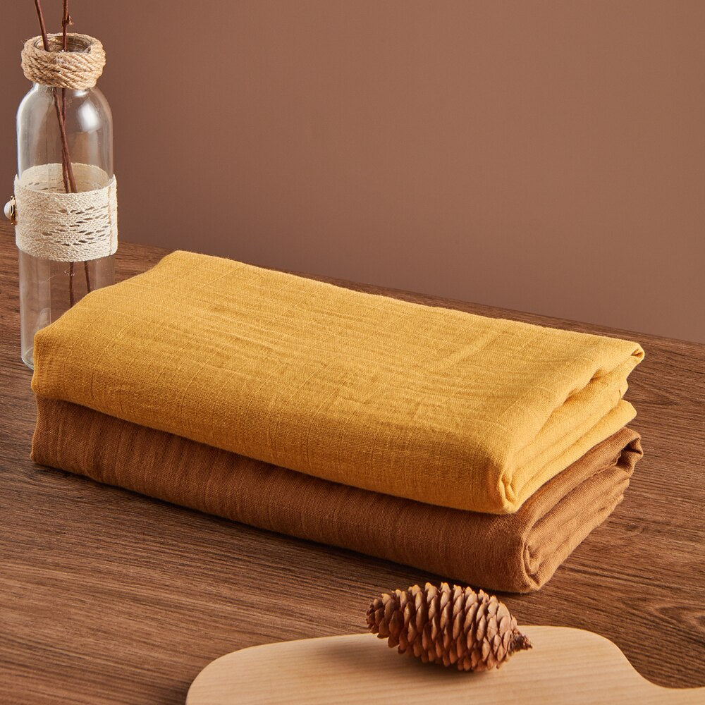 Kangobaby #Old Time# 100% Cotton Plain Color 2pcs Set Hot Sale Baby Muslin Swaddle Blanket