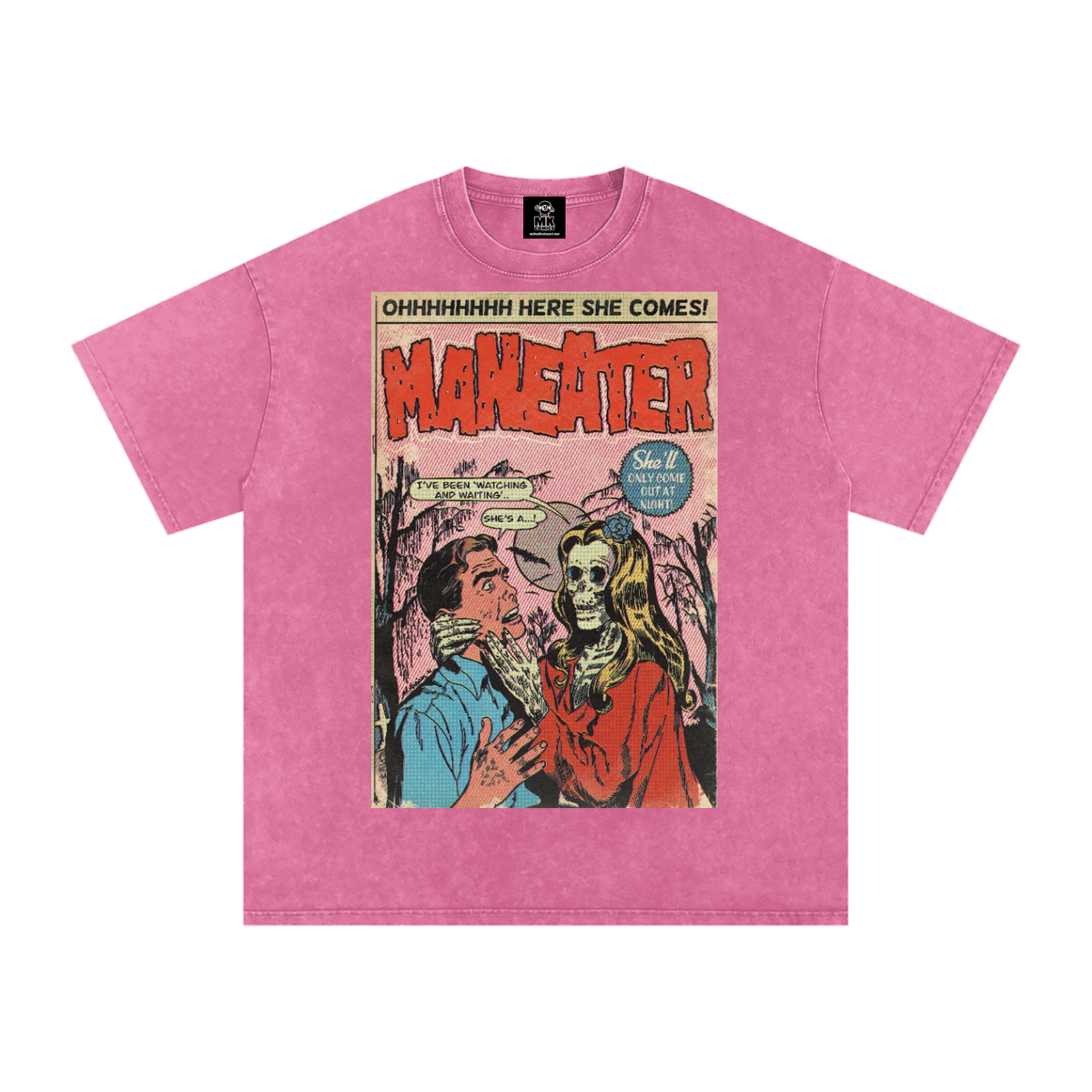 Maneater - Snow Washed Oversized Cotton T-Shirt