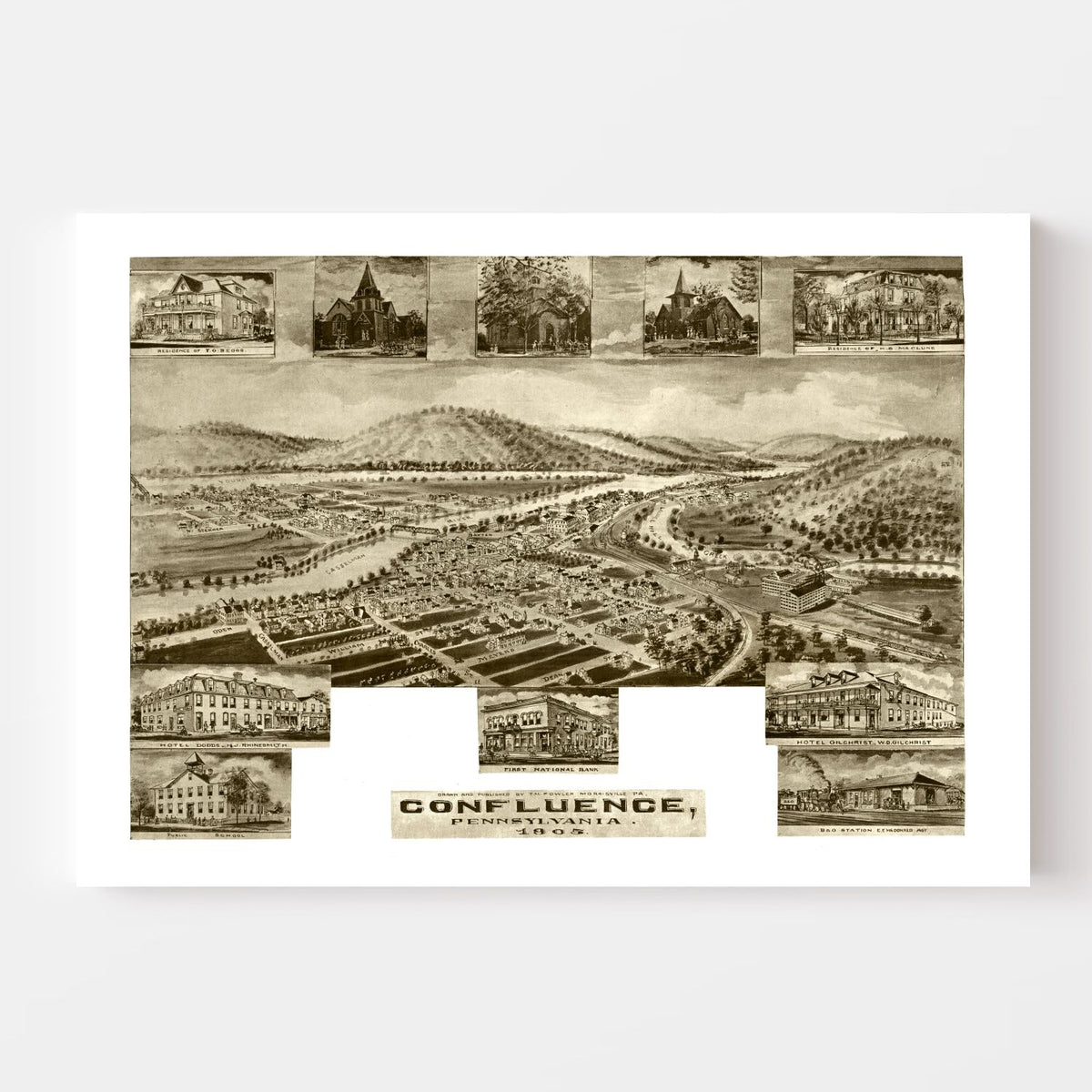 Vintage Map of Confluence, Pennsylvania 1905