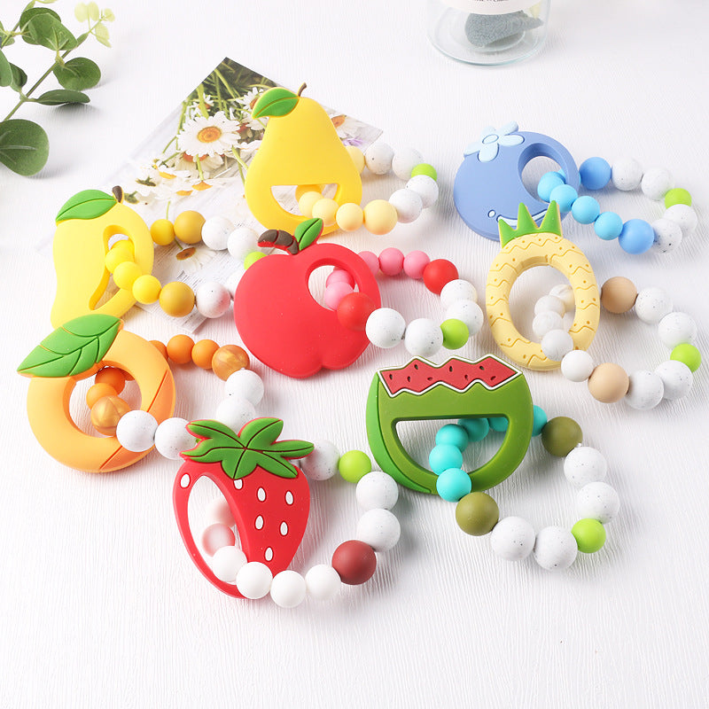New baby cartoon fruit bracelet molar bracelet chewing teeth gum baby teething comfort toy