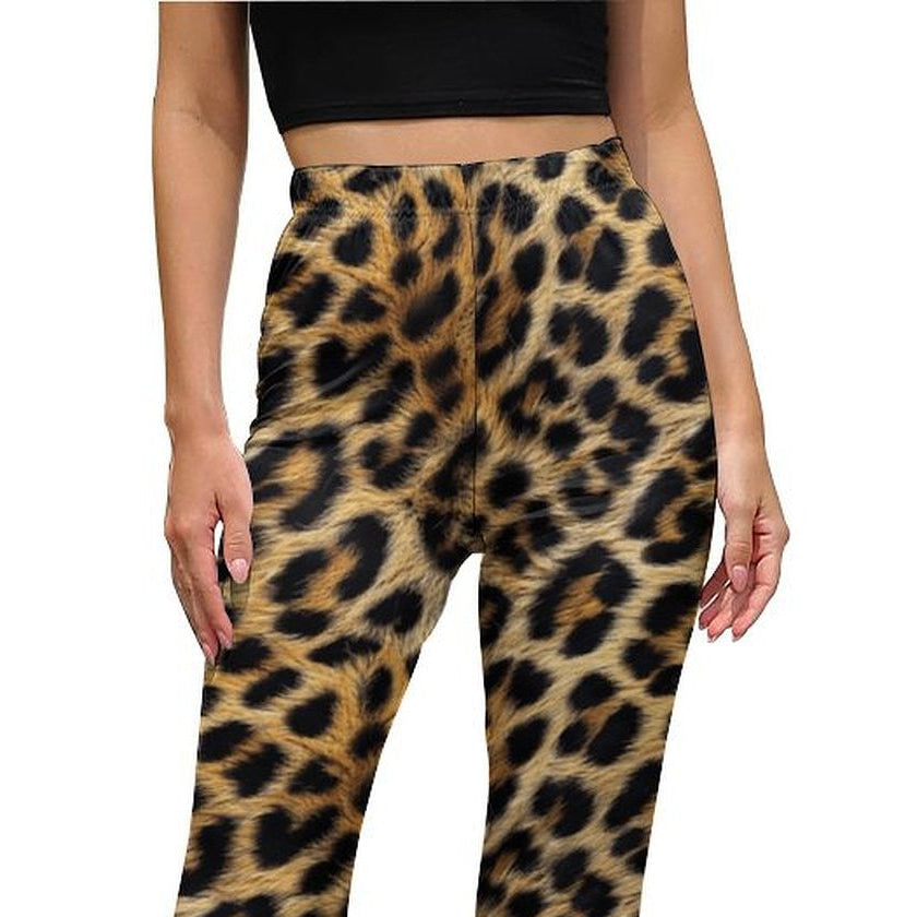Baha Ranch Retro Pop Western Leopard Animal Print Flare Pants