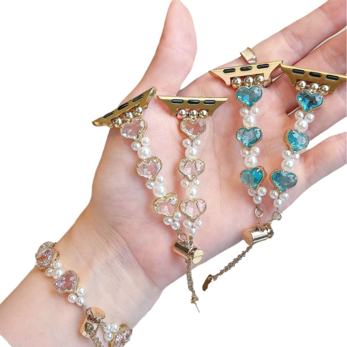 Love-shaped Diamond And Fashionable Pearl Watch Bracelet