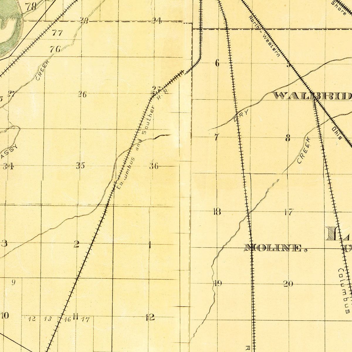 Vintage Map of Wood County, Ohio 1888