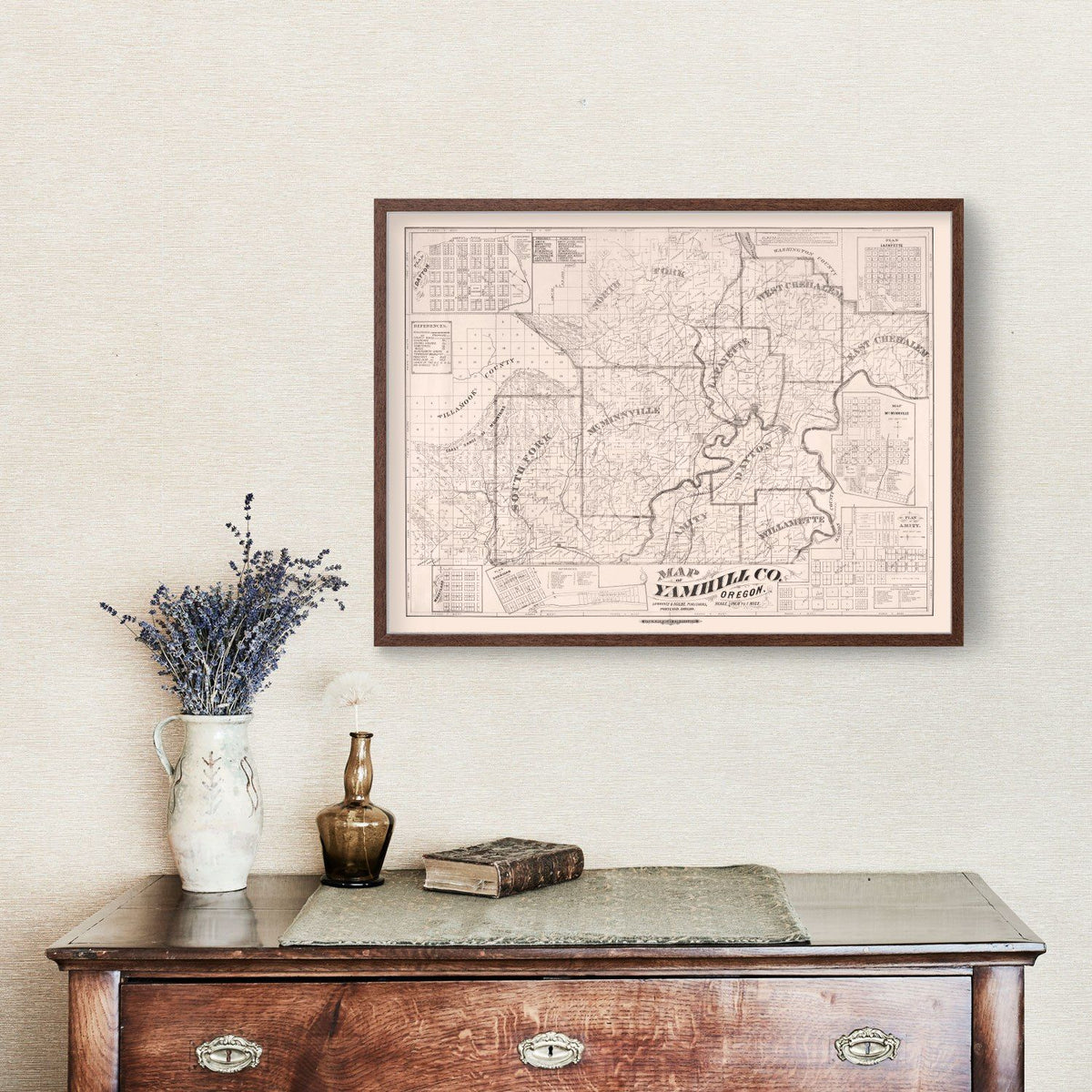 Vintage Map of Yamhill County, Oregon 1879