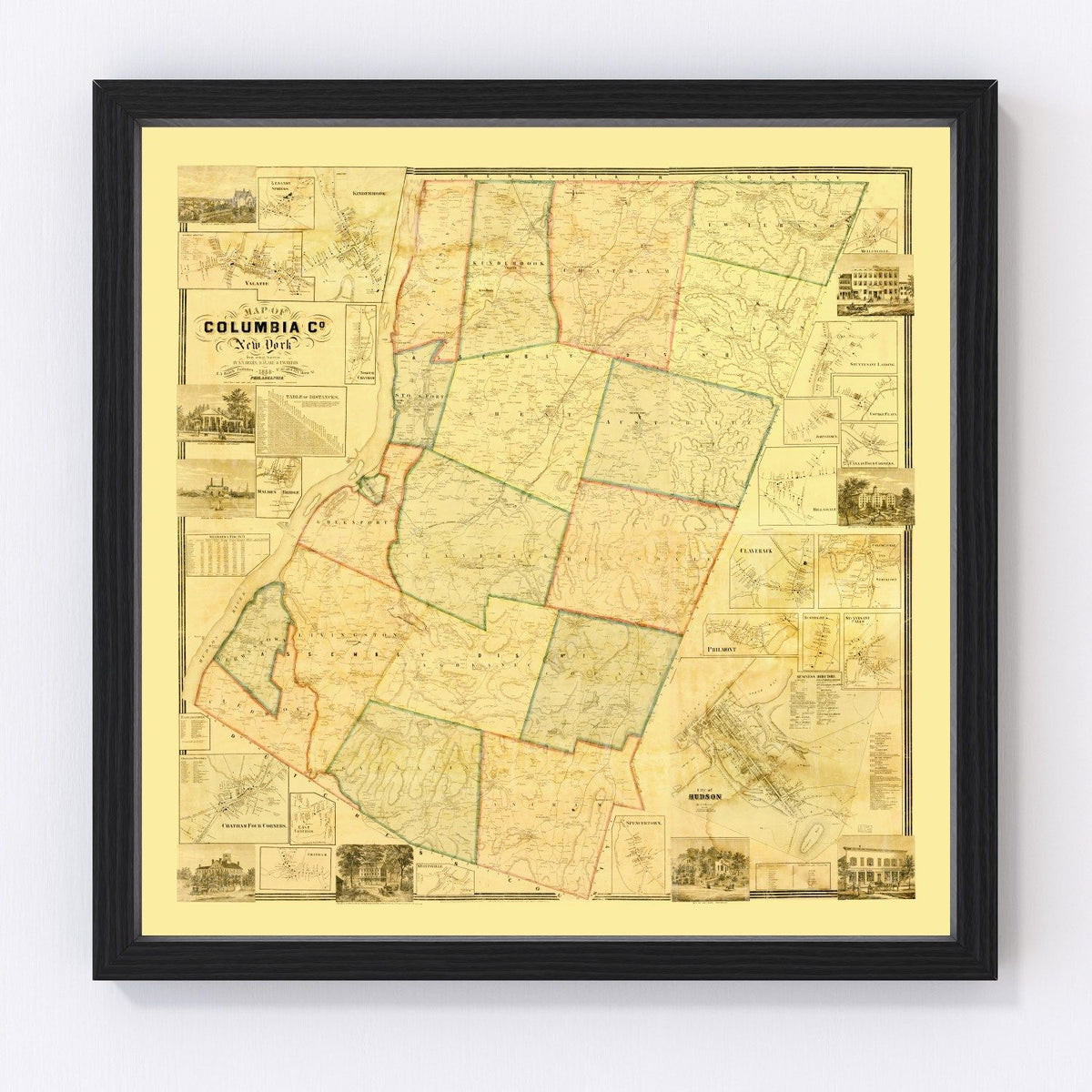 Vintage Map of Columbia County, New York 1858