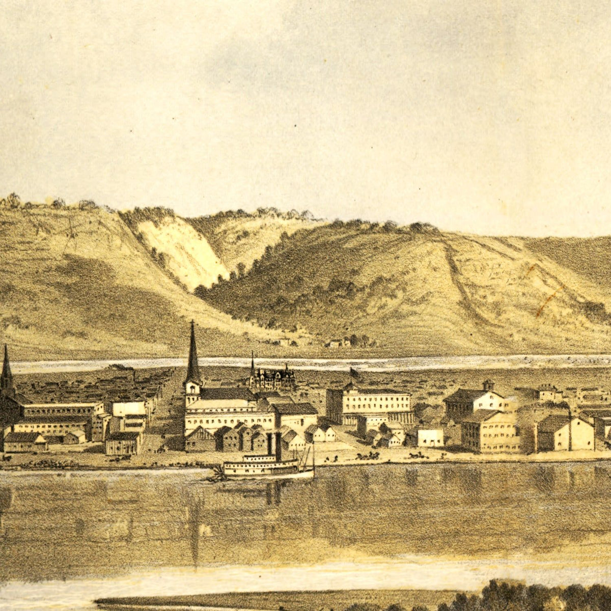 Vintage Map of Winona, Minnesota 1867