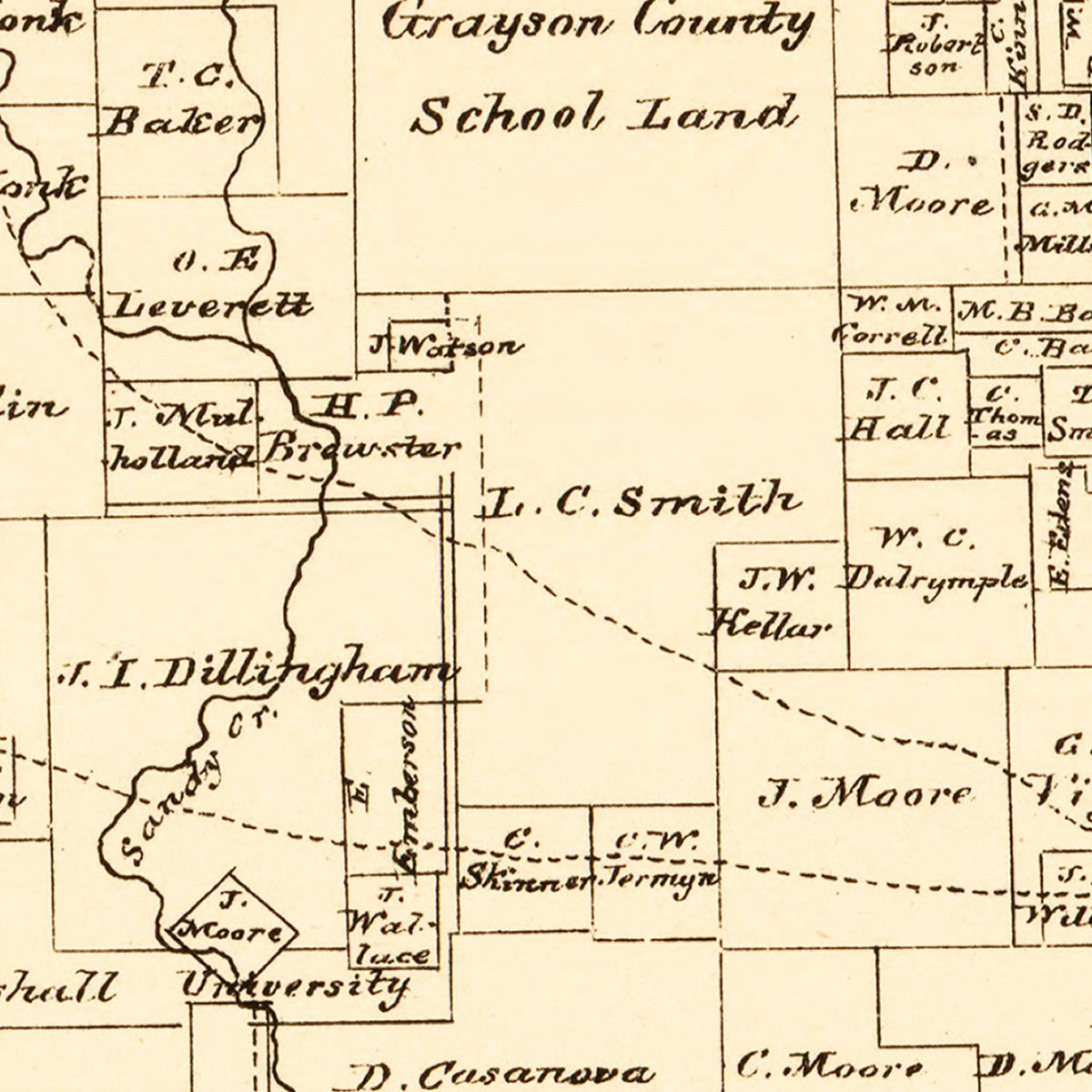 Vintage Map of Wise County, Texas 1870