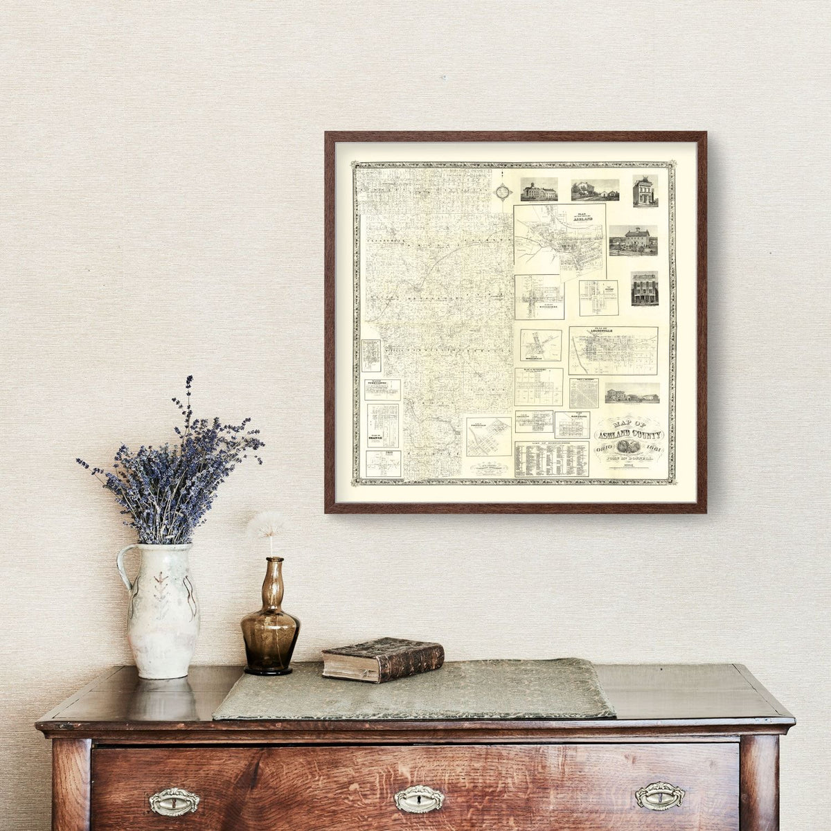 Vintage Map of Ashland County, Ohio 1861