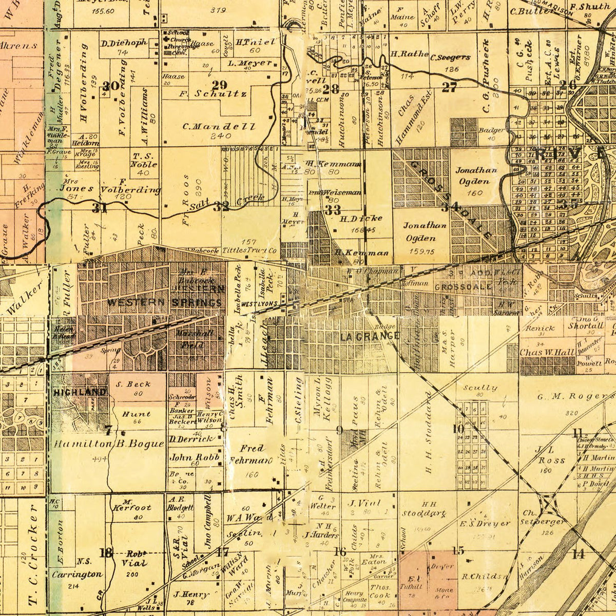 Vintage Map of Cook County, Illinois 1898