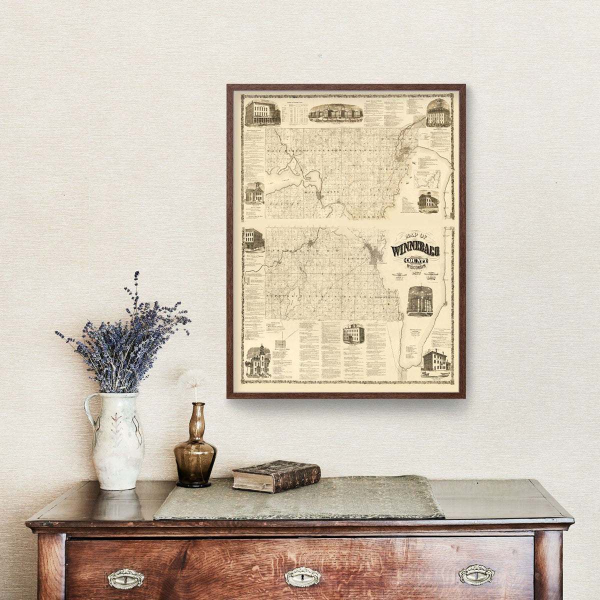 Vintage Map of Winnebago County, Wisconsin 1873