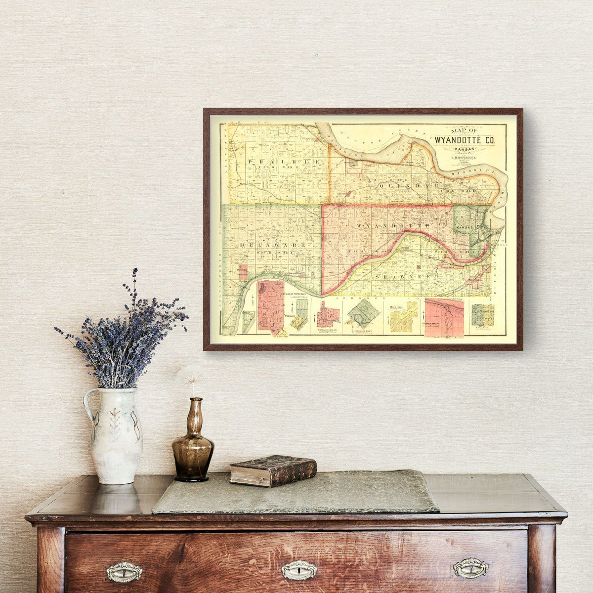 Vintage Map of Wyandotte County, Kansas 1887